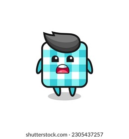 checkered tablecloth illustration with apologizing expression, saying I am sorry , cute style design for t shirt, sticker, logo element
