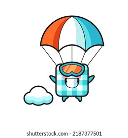 Cartoon mit kartographischem Deckenmauerwerk ist Skydiving mit fröhlicher Geste , süßes Design für T-Shirt, Aufkleber, Logo-Element