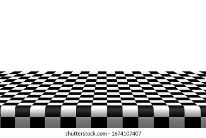 Checkered tablecloth on the table in the white room