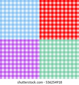 Checkered tablecloth. Set of seamless patterns. Vector background
