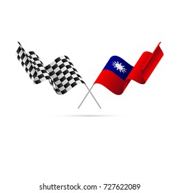 Checkered and Taiwan flags. Vector illustration.
