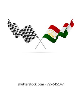Checkered and Tajikistan flags. Vector illustration.