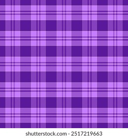 Checkered tartan plaid with twill weave repeat pattern in purple.Gingham seamless pattern for Halloween.Geometric graphic vector illustration background design for fabric and print.