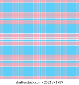 Cuadros de tartán a cuadros con patrón de repetición de tejido de sarga en azul, rosa y blanco. Patrón sin costuras Gingham. Diseño de fondo de Ilustración vectorial gráfica geométrica para tela e impresión.