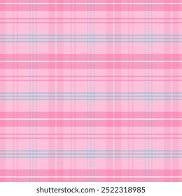 Checkered tartan plaid with twill weave repeat pattern in pink.Gingham seamless pattern.Geometric graphic vector illustration background design for fabric and print.
