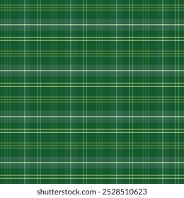 Checkered tartan plaid with twill weave repeat pattern in green.Gingham seamless pattern for Christmas.Geometric graphic vector illustration background design for fabric and print.
