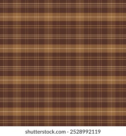 Checkered tartan plaid with twill weave repeat pattern.Gingham seamless pattern in brown.Geometric graphic vector illustration background design for fabric and print.