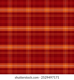 Checkered tartan plaid with twill weave repeat pattern for autumn, Christmas.Gingham seamless pattern in red orange white.Geometric graphic vector illustration background design for fabric and print.
