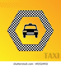 Checkered taxi template design with text in center