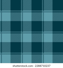 Checkered textile seamless pattern in blue shades. Vector tartan plaid graphic background.