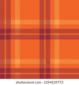 Checkered textile seamless pattern in orange shades. Vector tartan plaid background.