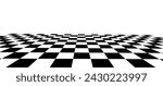 Checkered texture 3d background. Abstract white-black checkered background. Vector