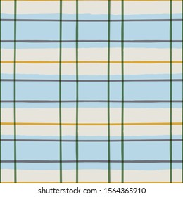 Checkered texture in pastel colors. Simple vector pattern with horizontal and vertical lines. Seamless plaid background.