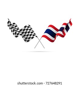 Checkered and Thailand flags. Vector illustration.