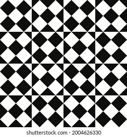 Checkered tile and four rhombuses. Vector simple tile.