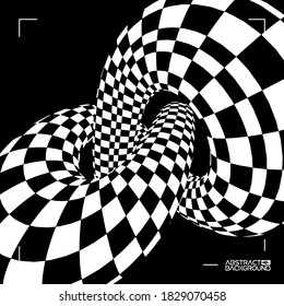 Checkered torus vector illustration EPS 10. Optical illusion vector. Race championship background.
