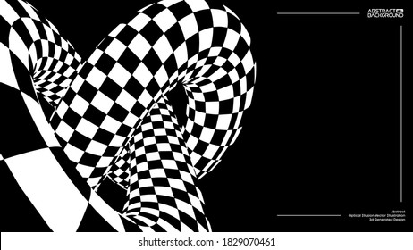 Checkered torus vector illustration EPS 10. Optical illusion vector. Race championship background.