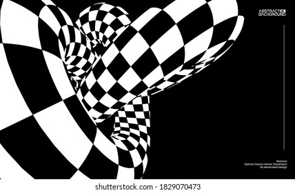 Checkered torus vector illustration EPS 10. Optical illusion vector. Race championship background.