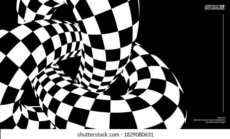 Checkered torus vector illustration EPS 10. Optical illusion vector. Race championship background.
