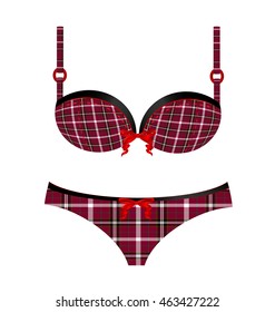 checkered underwear with red bow