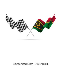 Checkered and Vanuatu flags. Vector illustration.