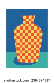 Checkered Vase With Background Vector Illustration