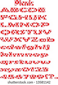 checkered vector alphabet, numbers and letters
