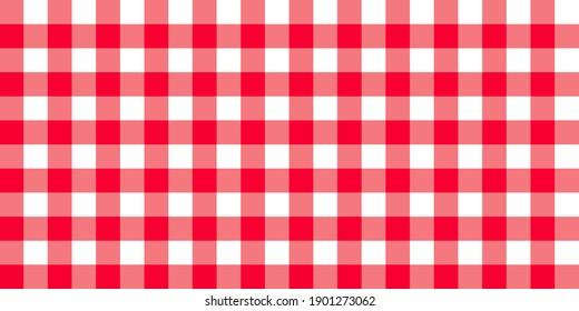 Checkered vector background. Square plaid seamless pattern. Geometric red white stripe texture. Vector illustration.