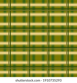 Checkered vector illustration in green and beige colors for flannel design. Seamless checkered pattern for modern classic textile prints.