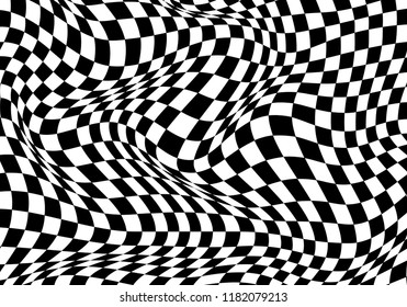 Checkered wave black white background for sport race championship and business finish success vector illustration.