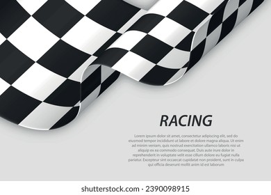 Checkered wave flag for racing background. Sport race championship design
