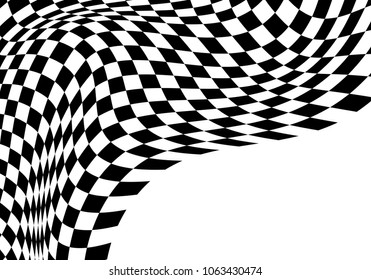 Checkered wave flying black white with blank space for sport race championship business success background vector illustration.