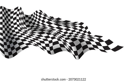 Checkered wave flying black white for sport race championship business success background vector illustration.