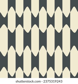Rayas onduladas de rayas onduladas abstractas de la muestra de patrones sin soldadura. Cuadrícula geométrica decorativa. Paleta de colores negros y crema blanca. Fondo gráfico ornamental. Ilustración del vector