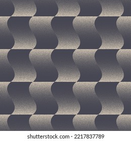 Checkered Wavy Structure Fine Stipple Seamless Pattern Vector Trendy Abstract Background. Modern Cool Textile Design Dot Work Grainy Texture Repetitive Grey Wallpaper. Halftone Art Modern Illustration