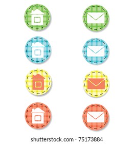Checkered web buttons. Home and e-mail icons. Illustration EPS8