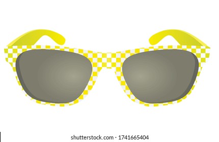 Checkered yellow sunglasses. vector illustration