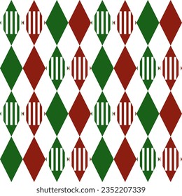 Checkered zigzag gingham. Seamless dagger pattern vector background green red pattern for plaid fabric decoration