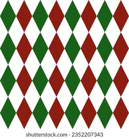 Checkered zigzag gingham. Seamless dagger pattern vector background green red pattern for plaid fabric decoration