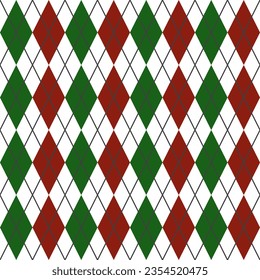 Checkered zigzag gingham. Seamless dagger pattern vector background green red pattern for plaid fabric decoration