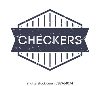 checkers badge, vector logo, sport label, grunge stamp, vintage style