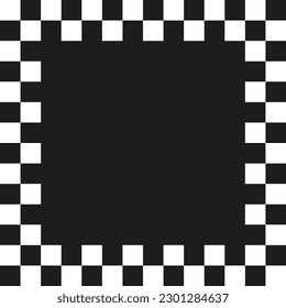 Checkers frame black background. Photo frame. Sport game. Vector illustration.