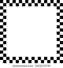 Checkers frame, border in line art style geometric seamless pattern.