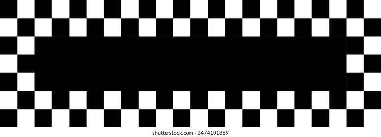 Checkers frame, border in line art style geometric seamless pattern. EPS.10.	