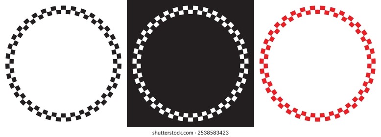 Checkers frame, border in line art style geometric seamless pattern.  isolated on white and black background. Vector illustration. EPS 10     