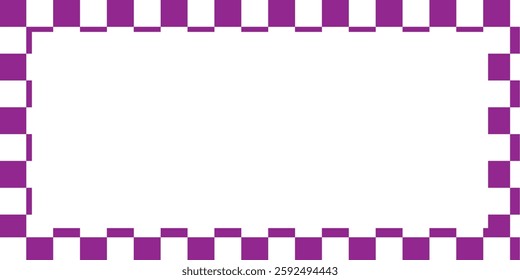 Checkers frame, border in line art style geometric seamless pattern.