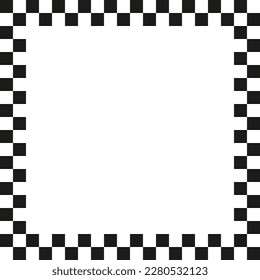 Checkers frame in line art style. Geometric seamless pattern. Vector illustration.