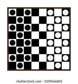 Checkers game. Checkerboard checkered. Flat design.
