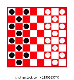 Checkers game. Checkerboard checkered. Flat design.