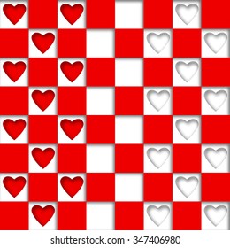 Checkers game with hearts